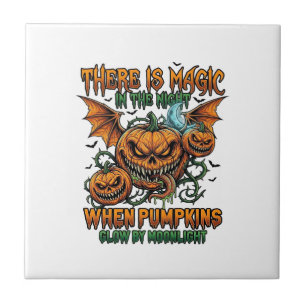 Carreau Il y a des citrouilles de monstre d'Halloween magi