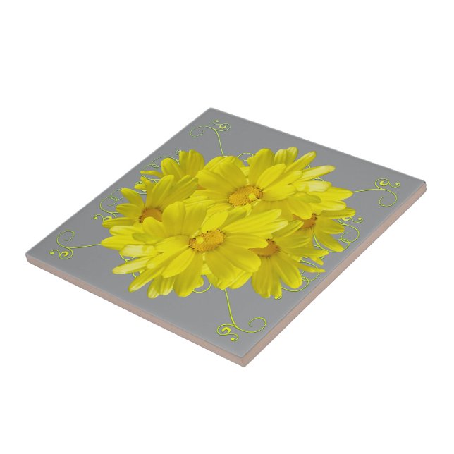 Carreau Illuminer les fleurs de marguerite jaune (Côté)