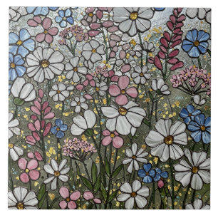 Carreau Illusion fleur sauvage en verre