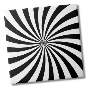 Carreau Illusion optique Black White Swirl