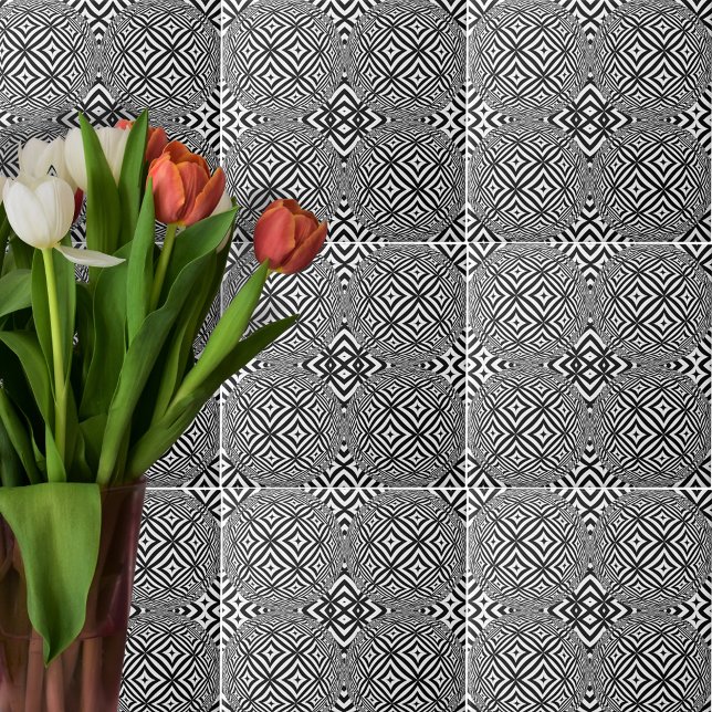 Carreau Illusion Optique Motif Géométrique noir et blanc (Créateur téléchargé)