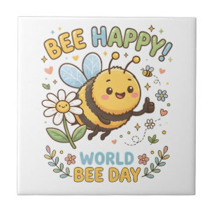Carreau Illustration adorable « Bee Happy ! » pour la Jour