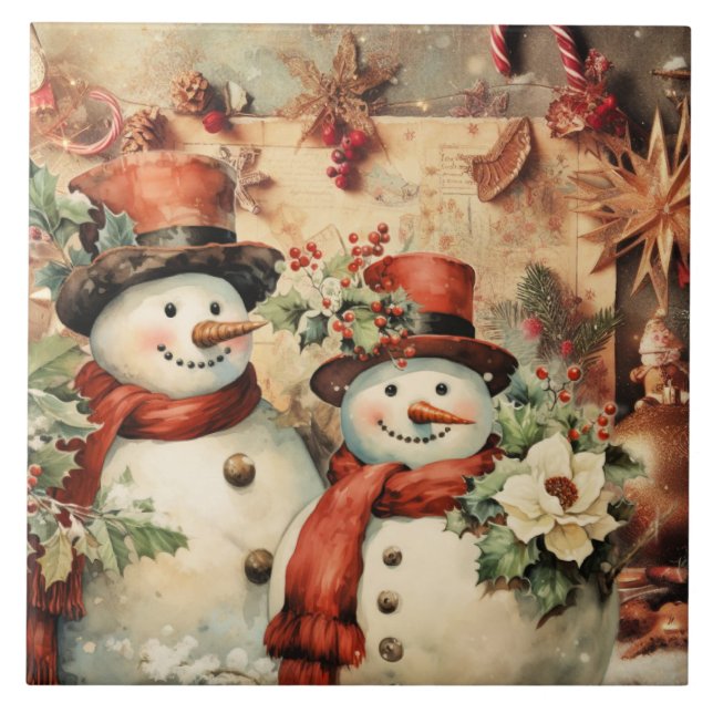 Carreau Illustration Christmas Snowmen (Devant)