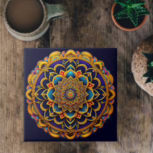 Carreau Illustration couleur bleu Mandala