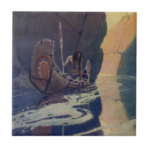 Carreau Illustration d'art de N. C. Wyeth de pagaie de can