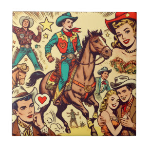 Carreau Illustration de bandes dessinées de pays vintage