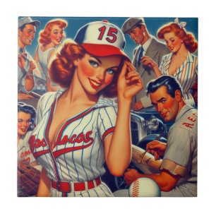 Carreau Illustration de baseball vintage