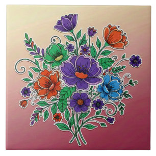 Carreau Illustration de bouquet floral vibrant