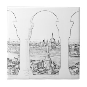 Carreau Illustration de Budapest et parlement hongrois