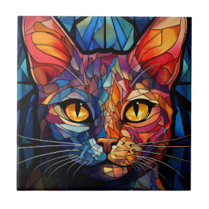 Carreau Illustration de chat en verre tendu