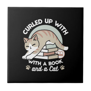 Carreau Illustration de chat Lover - Curled Up & Cosy