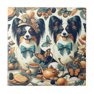 Carreau Illustration de chien de papillon mignonne