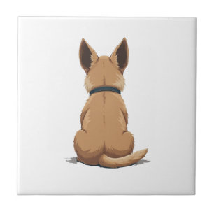 Carreau Illustration de chien vintage vue de dos avec gran
