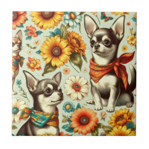 Carreau Illustration de Cute Retro Chihuahua