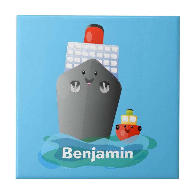 Carreau Illustration de la caricature de remorqueur de paq (Devant)