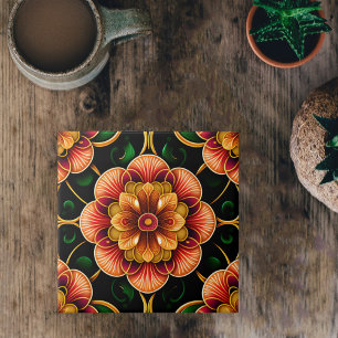 Carreau Illustration de la flore botanique rouge