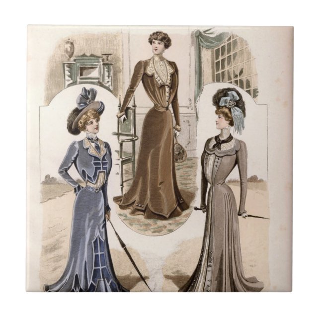 Carreau Illustration de la mode Vintage Edwardian Glam (Devant)