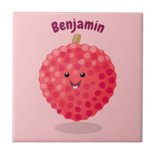 Carreau Illustration de litchee rose mignon