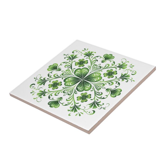 Carreau Illustration de mandala du trèfle vert St. Patrick (Côté)