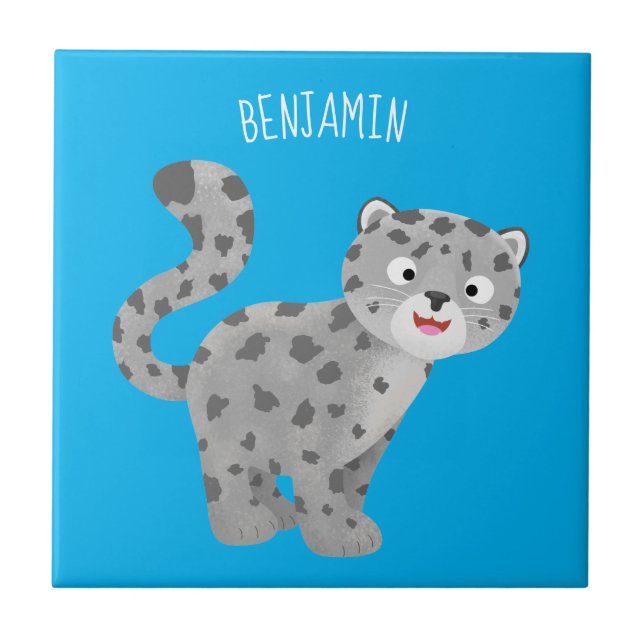 Carreau Illustration de mignon léopard des neiges (Devant)
