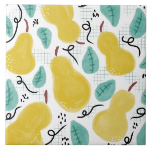 Carreau Illustration de motif de poire fantaisiste