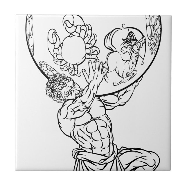 Carreau Illustration de mythologie grecque d'atlas (Devant)