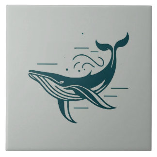Carreau Illustration de natation de baleine bleue