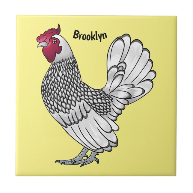 Carreau Illustration de poulet Sebright (Devant)