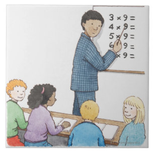 Carreau Illustration de professeur se dirigeant à simple