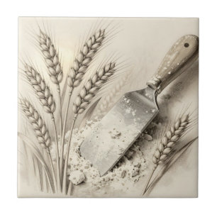 Carreau Illustration de racloir de pâte en farine de tiges