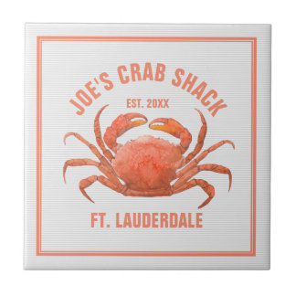 Carreau Illustration des aquarelles à main de crabe orange