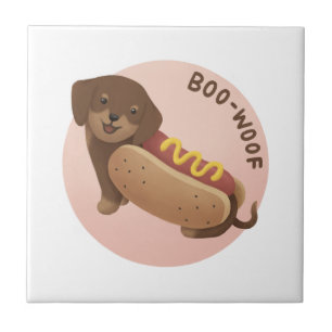 Carreau Illustration d'Halloween : Boo-Woof (Dachshund)