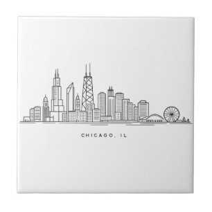 Carreau Illustration du paysage urbain de Chicago IL