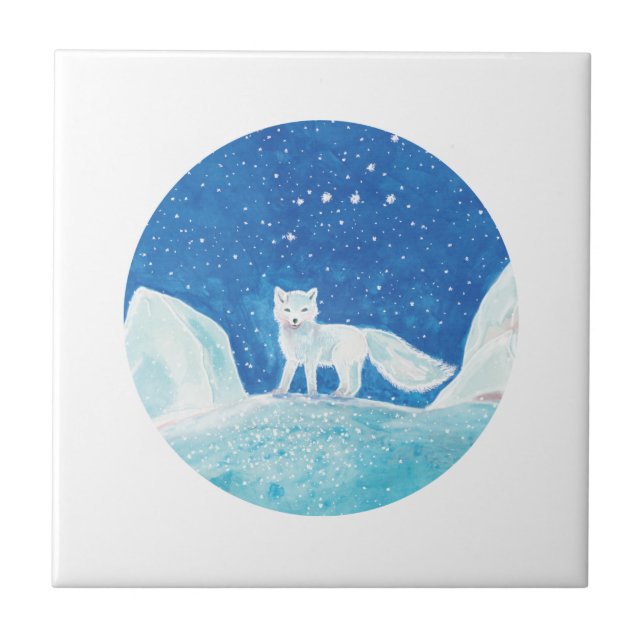 Carreau Illustration du renard arctique blanc (Vulpes lago (Devant)
