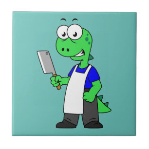 Carreau Illustration D'Un Boucher Rex Tyrannosaurus.