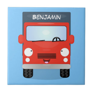Carreau Illustration d'un camion kawaii rouge mou