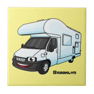 Carreau Illustration d'un campervan heureux