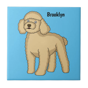 Carreau Illustration d'un caniche brun joyeux