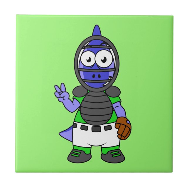 Carreau Illustration D'Un Capteur De Baseball Parasaurolop (Devant)