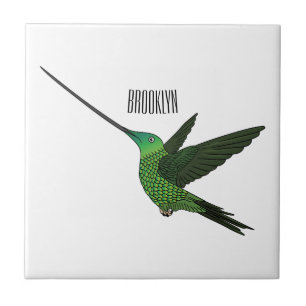 Carreau Illustration d'un colibri à bec épée