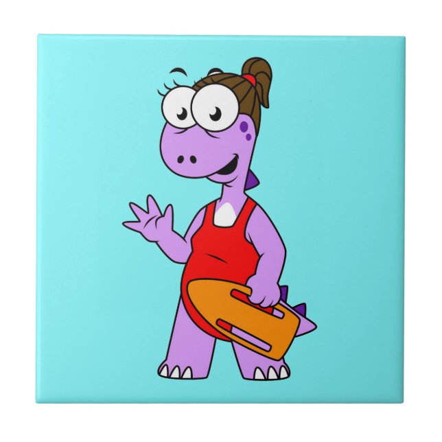 Carreau Illustration D'Un Gardien À Vie Tyrannosaurus Rex. (Devant)