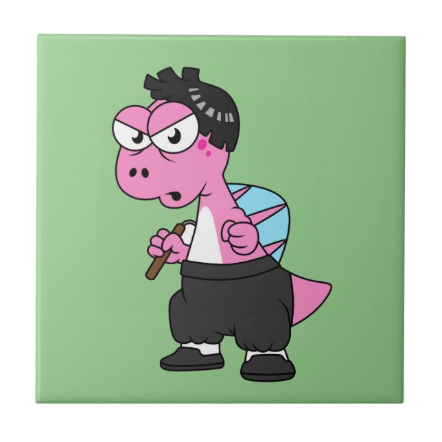 Carreau Illustration D'Un Spinosaurus Bruce Lee. (Devant)