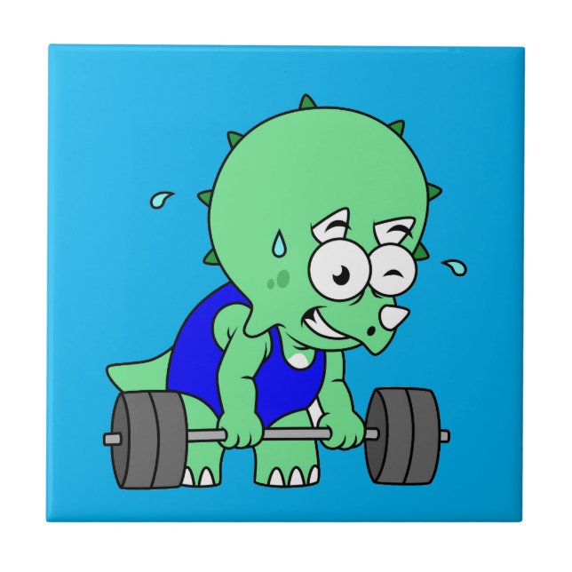 Carreau Illustration D'Un Tricératops Poids De Levage. (Devant)