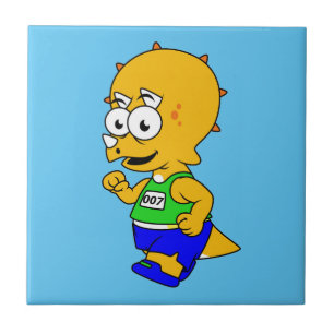 Carreau Illustration D'Un Tricératops Runner.
