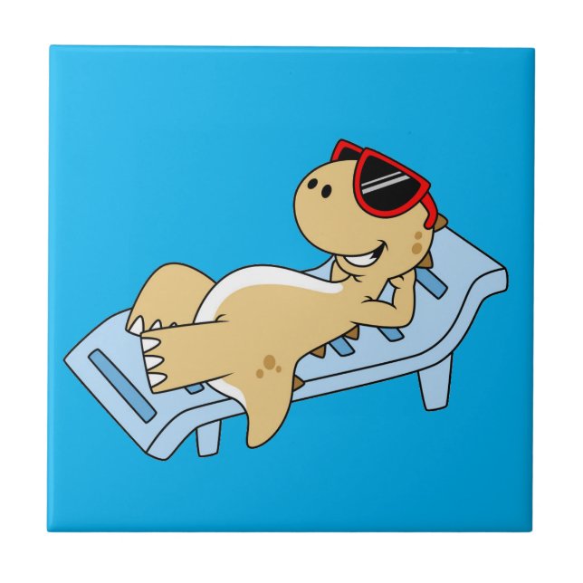 Carreau Illustration D'Un Tyrannosaurus Rex Bain De Soleil (Devant)