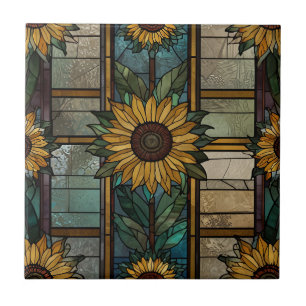 Carreau Illustration en verre tendu Motif de tournesol