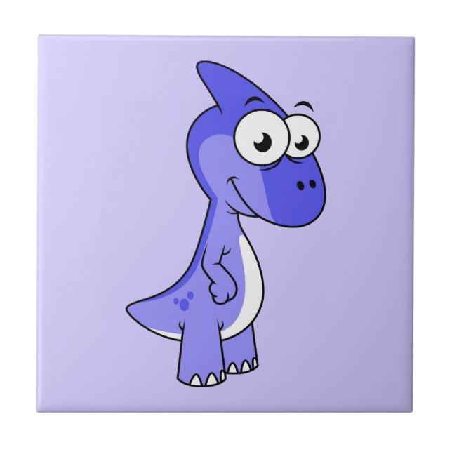 Carreau Illustration Mignonne D'Un Parasaurolophus Dinosau (Devant)