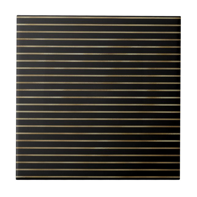 Carreau Illustration moderne Black Gold Double Lines (Devant)