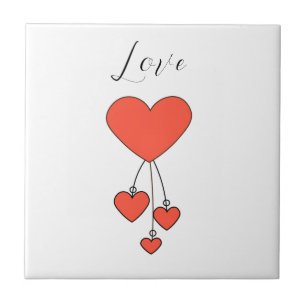 Carreau Illustration simple avec coeur écarlate Amour