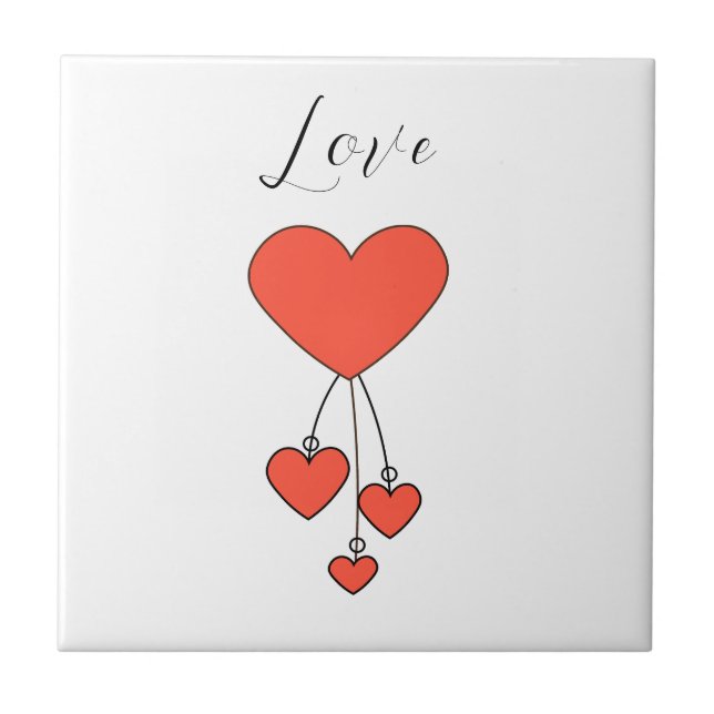 Carreau Illustration simple avec coeur écarlate Amour (Devant)